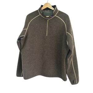 Kuhl Thermo Kore Sweater Mens Medium Brown 1/4 Zip Pullover Fleece Lined Warm